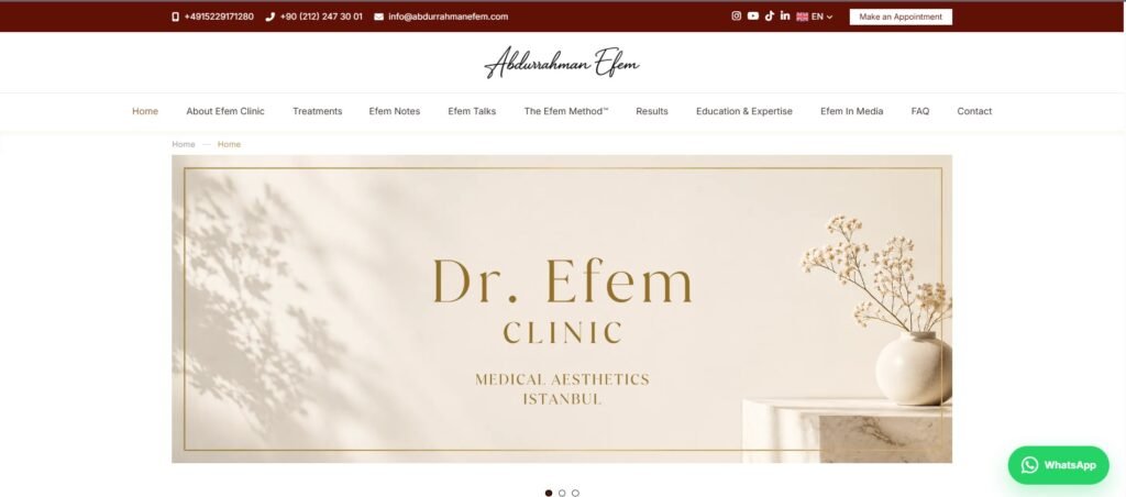 Dr. Abdurrahman Efem klinik web sitesi ana sayfası