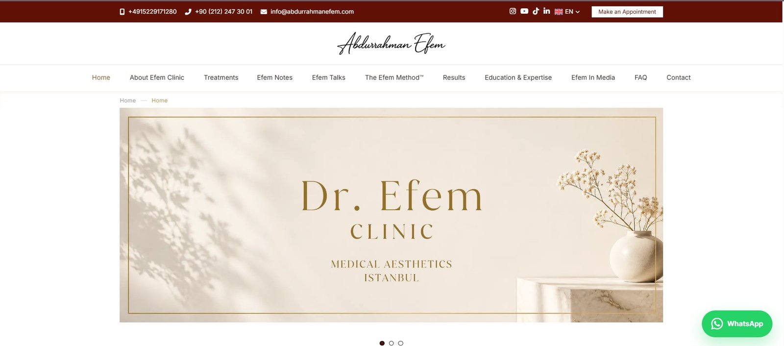 Dr. Abdurrahman Efem clinic website homepage