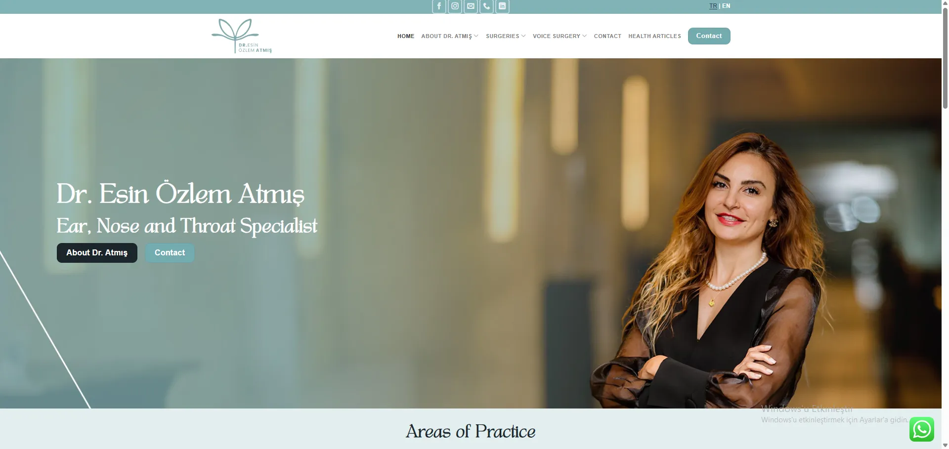 Dr. Esin Özlem Atmış web sitesi ana sayfası önizlemesi